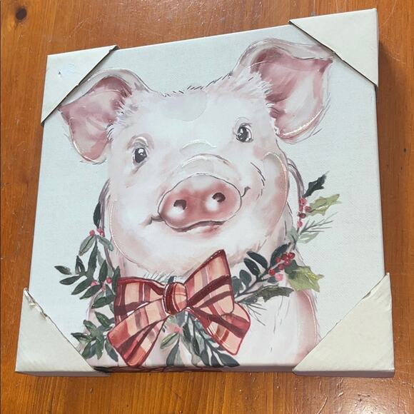 FARMHOUSE 12 X 12 HOLIDAY PRECIOUS PIG WALL ART DECOR - Picture 1 of 2